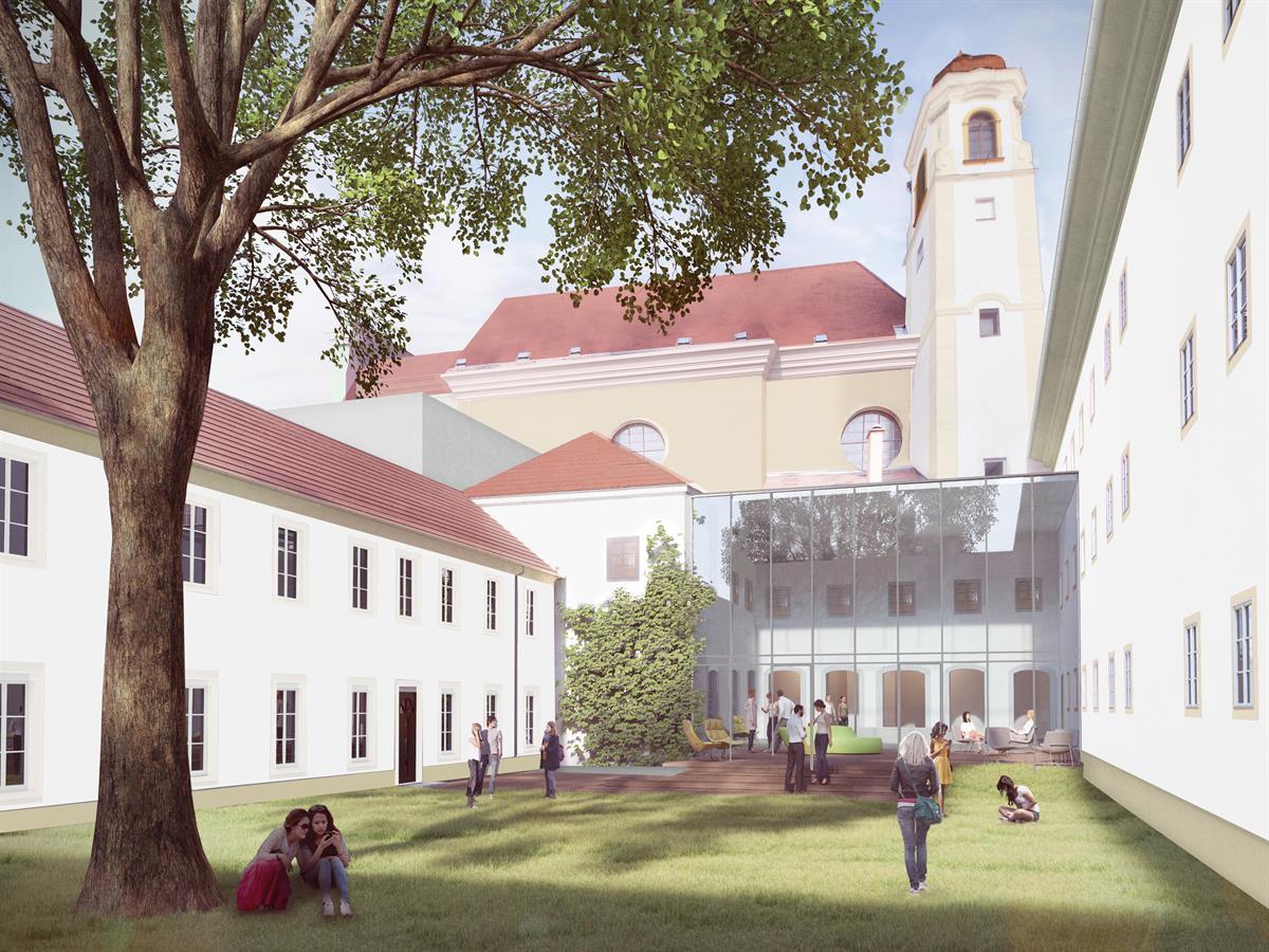 PA FHWN Offizieller Baubeginn für den „City Campus“ der FH Wiener Neustadt - Ansicht Innenhof